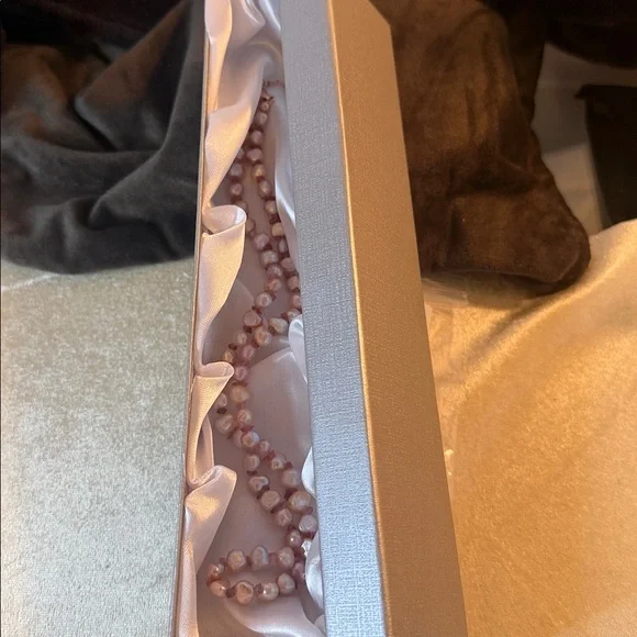 Gorgeous White Freshwater Pearl & Redondo Pink Tourmaline Necklace 18” RG/SS - Picture 7 of 8